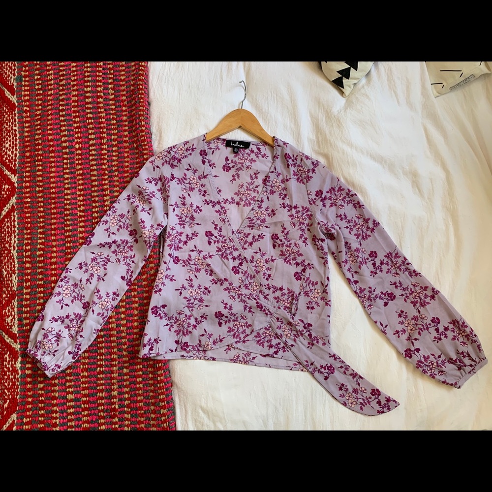 Lulu’s True Wrap Blouse Plunging Neckline